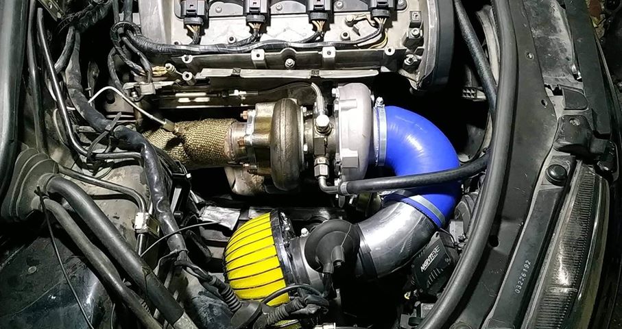 Bolt-on turbocharger boosts on RB25DET engine