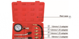 Engine Cylinder Compression Pressure Tester Gauge Fittings Tool Kit